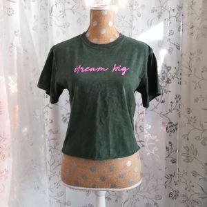 Green 'Dream Big' Crop Top